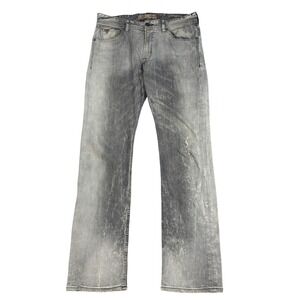 Y2K Guess Jeans Mens Size 33x33 Low Rise Regular Straight Distressed‎ Gray